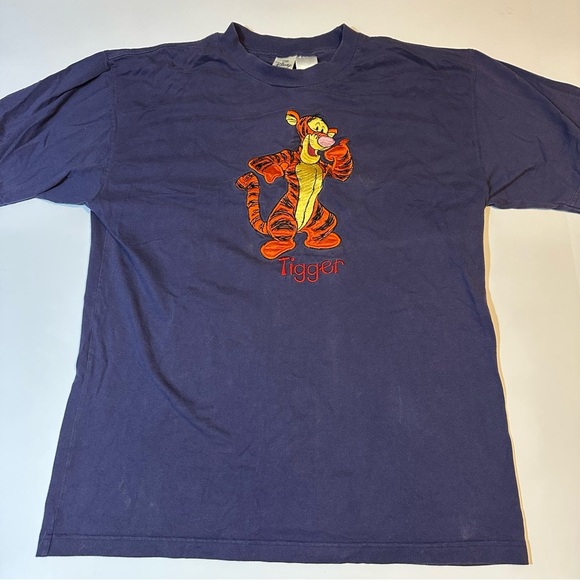 Vtg 90s Disney Store Tigger Winnie The Pooh T-Shirt Embroidered Applique - Picture 1 of 6
